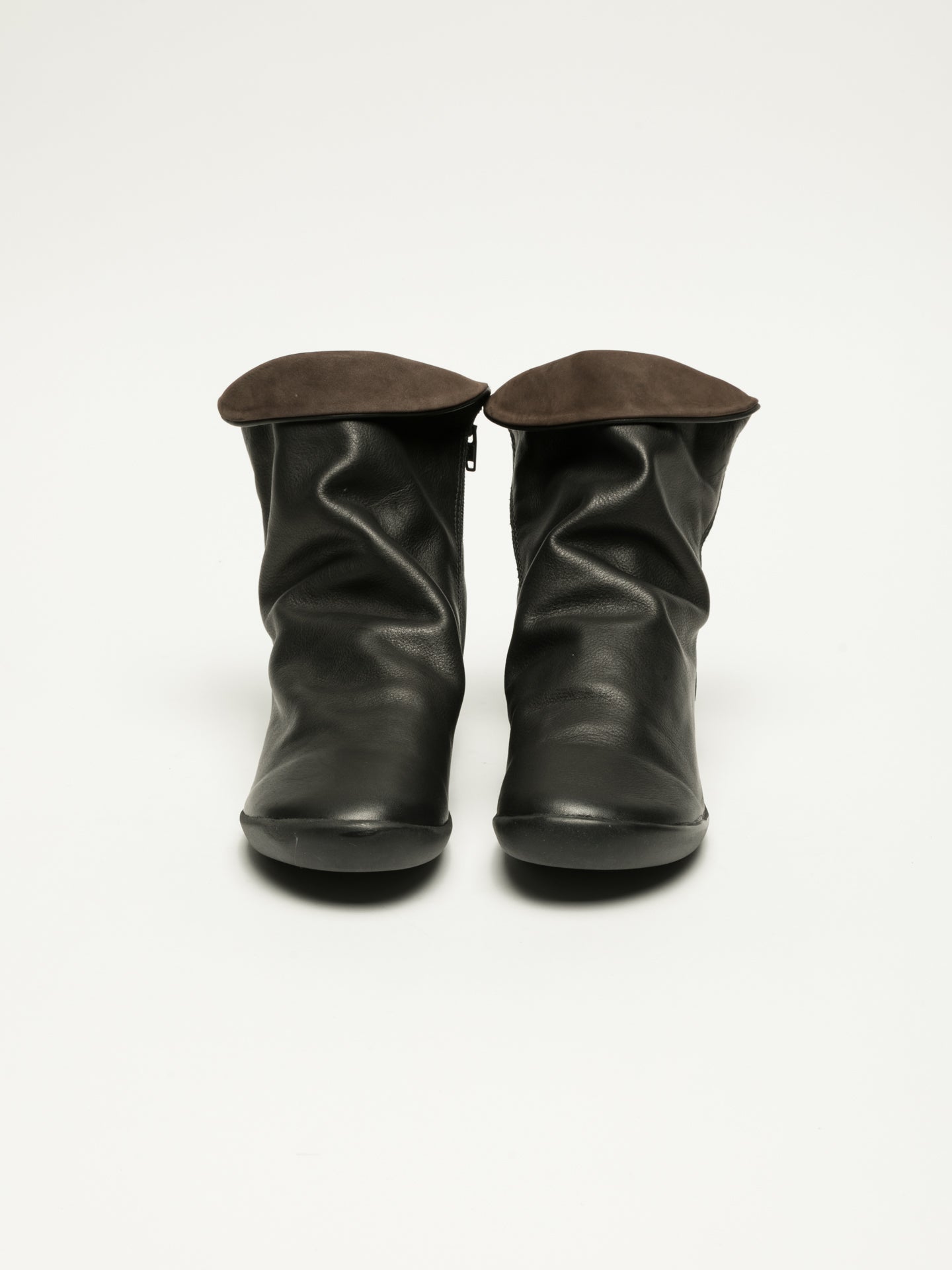 Softinos Coal Black Zip Up Ankle Boots